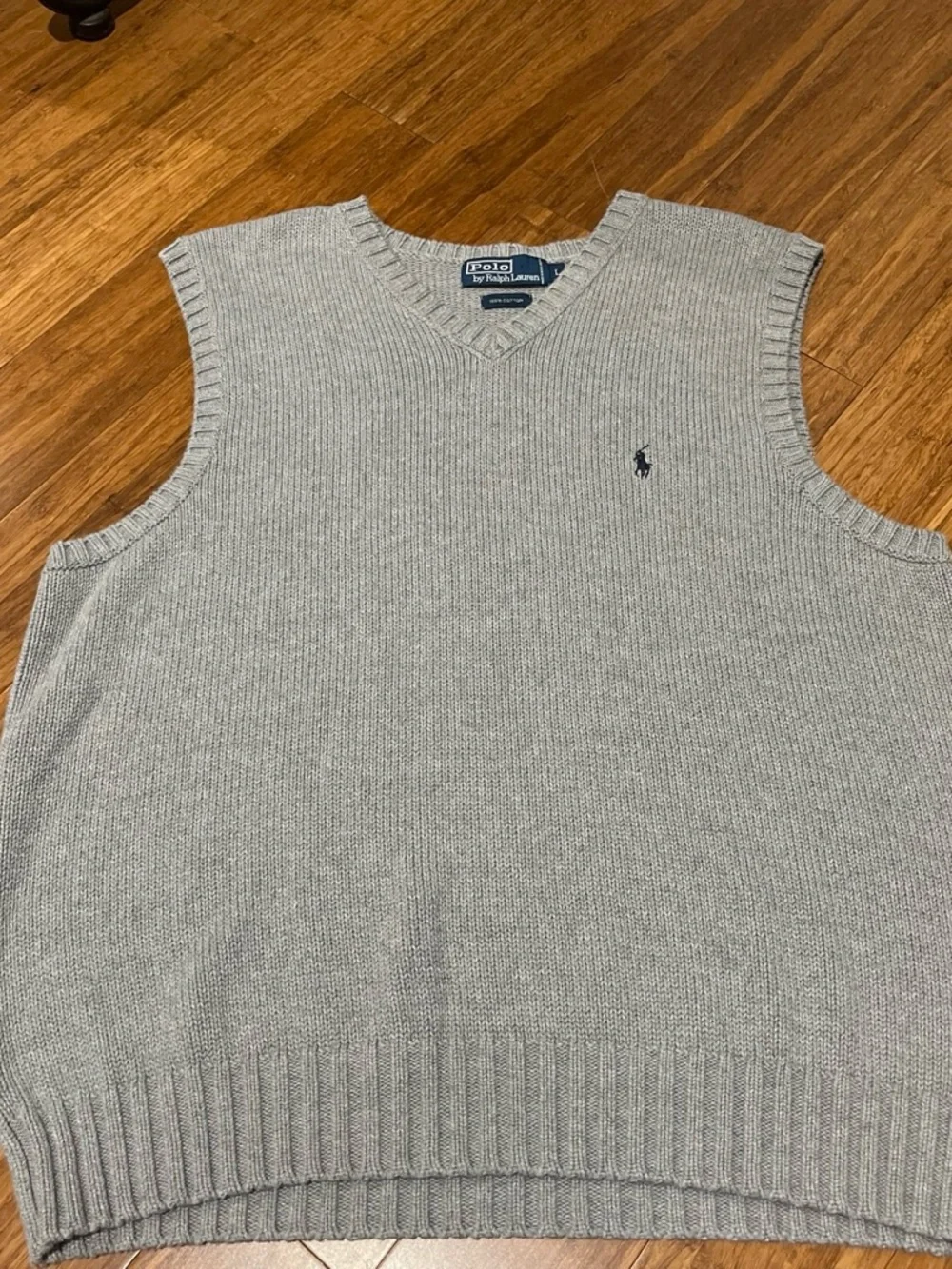 Polo by Ralph Lauren Light Gray V-Neck Knit Sweater Vest